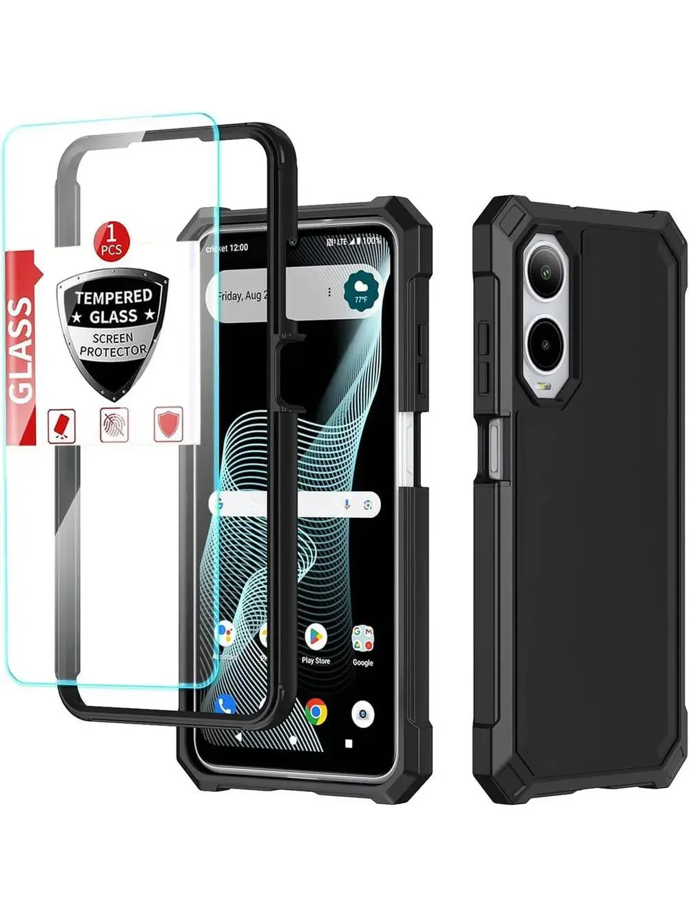 Cricket Icon 6 / AT&T Verge 3-in-1 Phone Case, Black, Tri Shield Defense